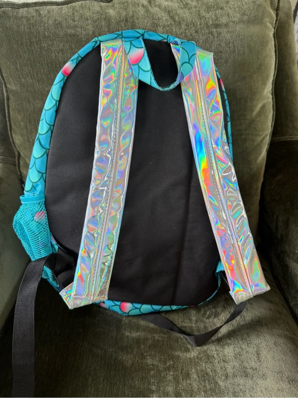 Loungefly Kids Teal Mermaid Scale Shell Backpack with Iridescent Accents